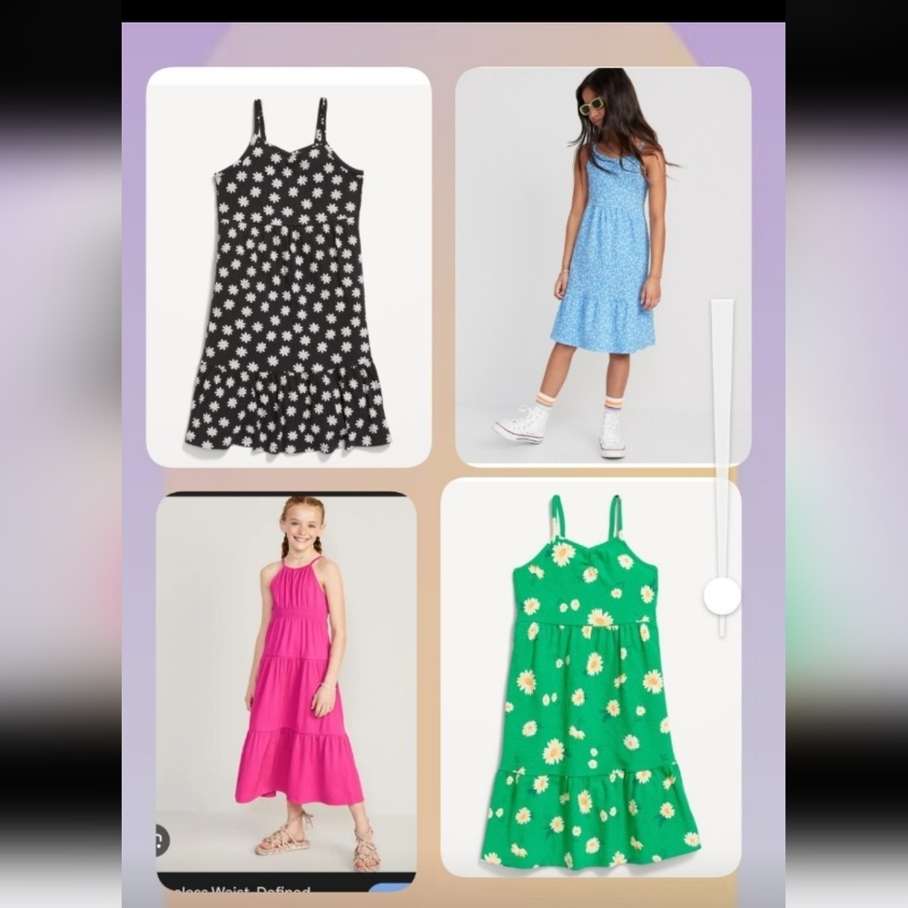 Sleeveless Printed Rib-Knit Swing With Pockets  Dress for Girls Bundle
